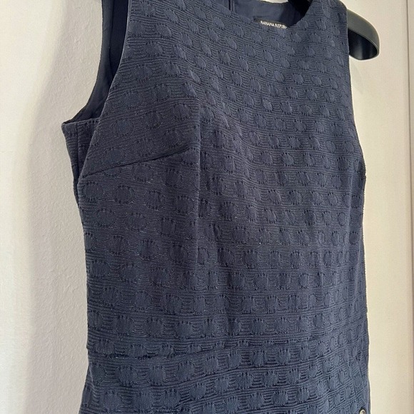 Banana Republic Size 4 Navy Blue Textured Career Sheath Career Dress Sleeveless - Picture 6 of 14